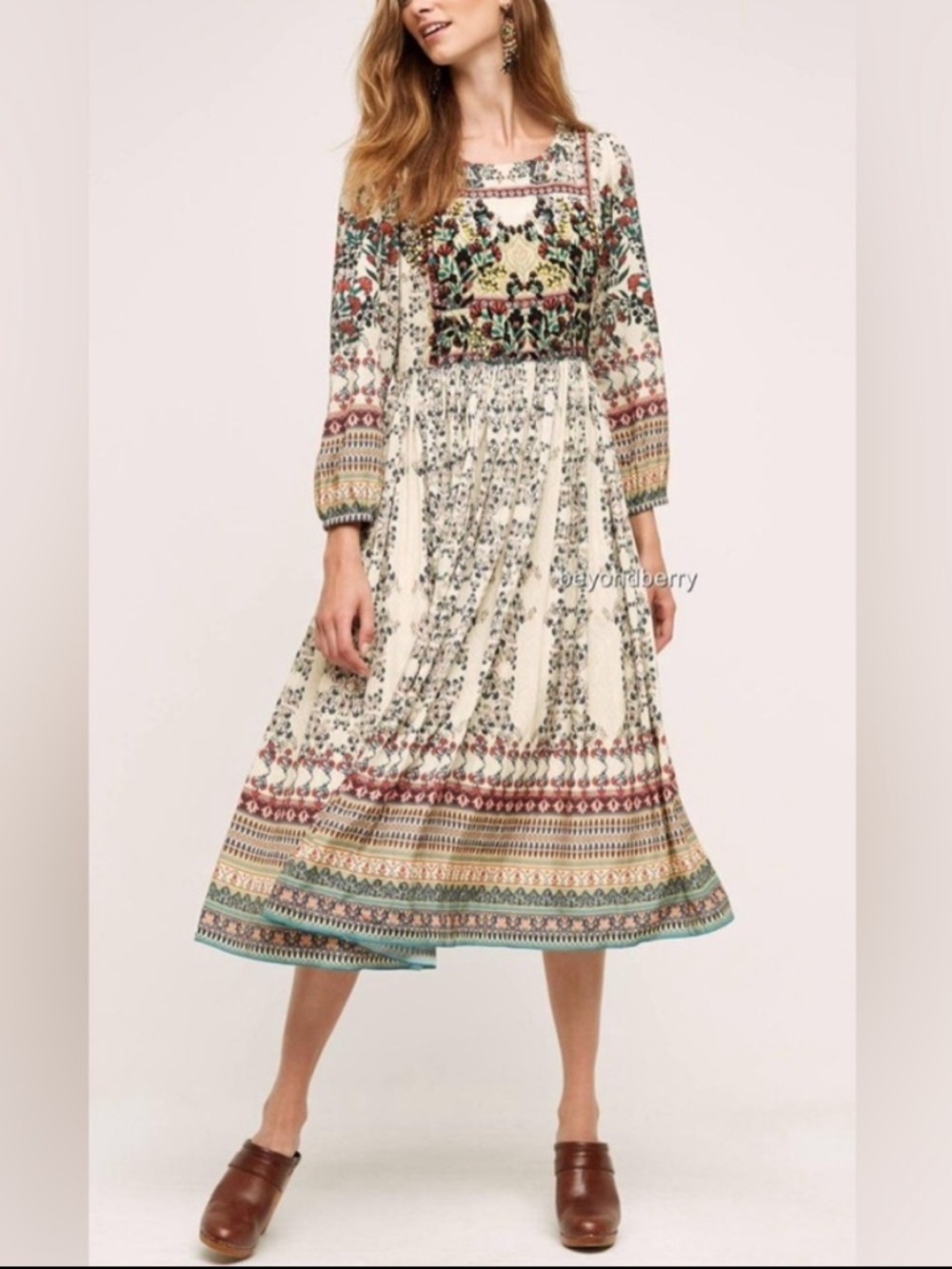 Bhanuni by Jyoti Anthropologie Far Fields Long Sleeve Midi Dress